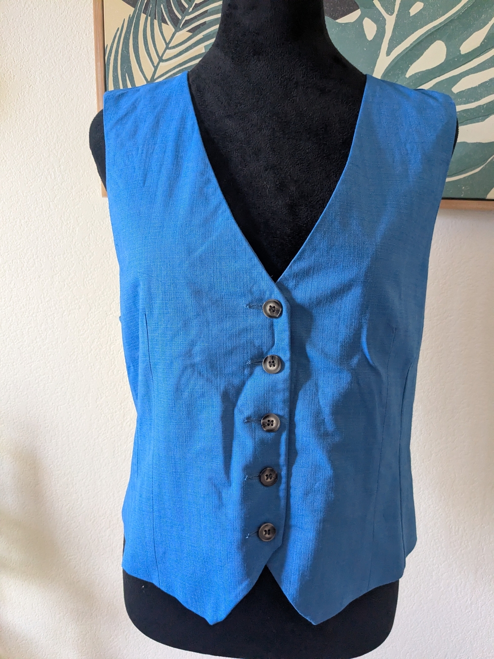 Topshop Bright Blue V-Neck Button Front Vest